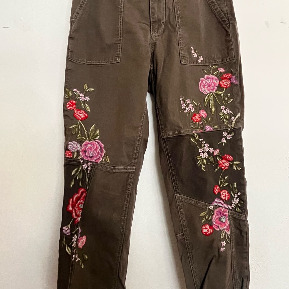 Anthropologie Embroidered Casual Pants